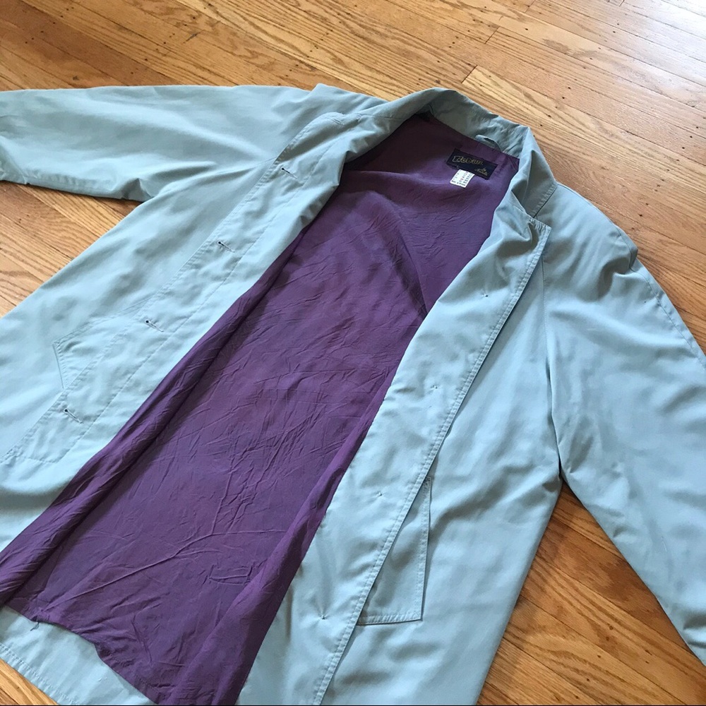 Vintage baby blue European coat w/ purple lining